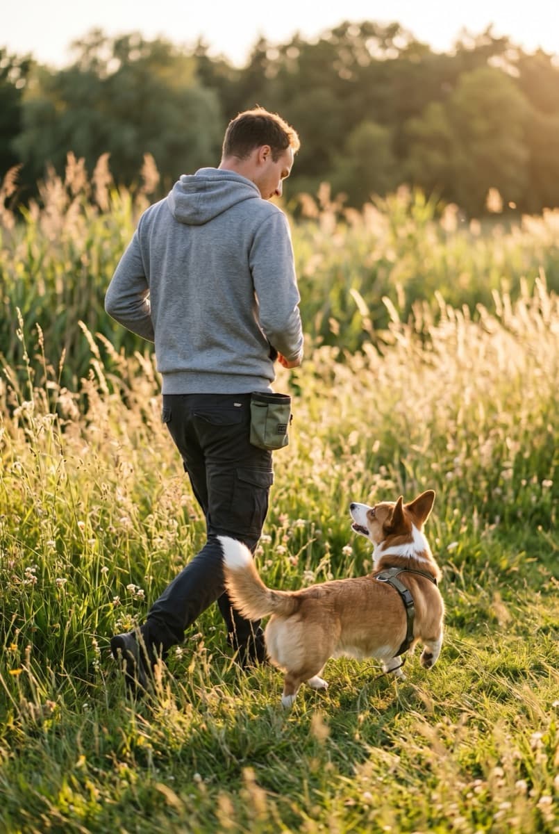 Dylan loopt rustig met zijn hond Luna